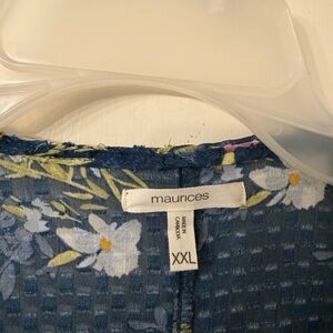 Maurices Navy Floral Blouse XXL